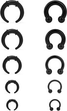 14G-4G Septum Stretching Kit Surgical Steel Acrylic Pincher Tapers C Shape Buffa