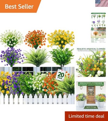 Realistic 20 Bundles of Spring Camellia & Ferns - All-Weather Indoor/Outdoor Use
