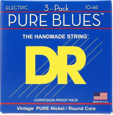 DR Strings PHR-10-3PPK Pure Blues Pure Nickel Electric Guitar Strings -