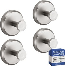 HOME SO Suction Cup Hooks for Shower, Bathroom, 2.4 inches square, Chrome