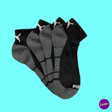 Image of PUMA Men's Quarter Crew Socks, 2 Pairs, Black & Grey, UK 6-8 | EU 39-42