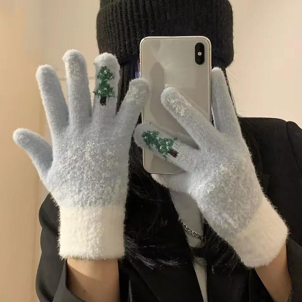 Warm Gloves Christmas Tree Gloves Women's Winter Touchable Screen ...