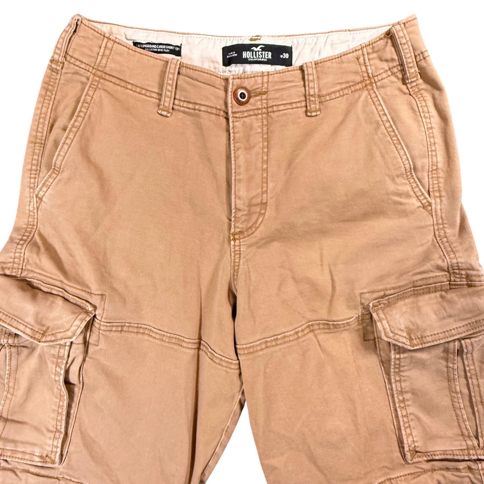 Hollister Mens Size 30 Beige Cargo Shorts Epic Flex Longboard Casual Outdoor