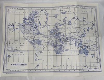 Vintage World Map With British Empire Shaded  XLCR Land Finder Philatelic Map 