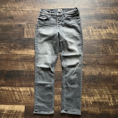 Mother Denim Mid Rise Pixie Dazzler Ankle Up In Smoke Gray Jeans Gray Black  28