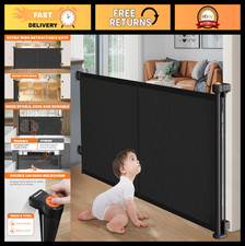 Retractable Baby Gate 35" Tall, Extends 60" Wide, Indoor Outdoor Pet Gate for St