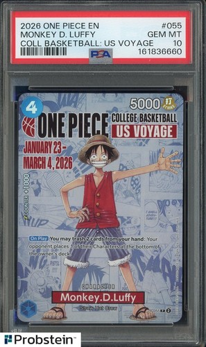 2026 One Piece EN College Basketball US Voyage #055 Monkey D Luffy PSA 10