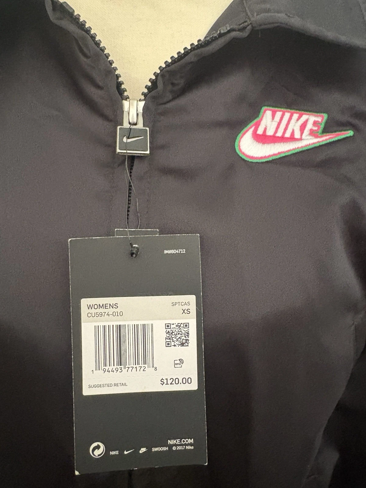 Nike Icon Clash Black Satin Jacket Womens XS Harajuku Sukeban Rebel Streetwear - product detail image 4