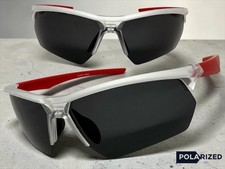 Sporty Biker Wrap Around Shield Fishing POLARIZED SUN GLASSES For Men Red Frame