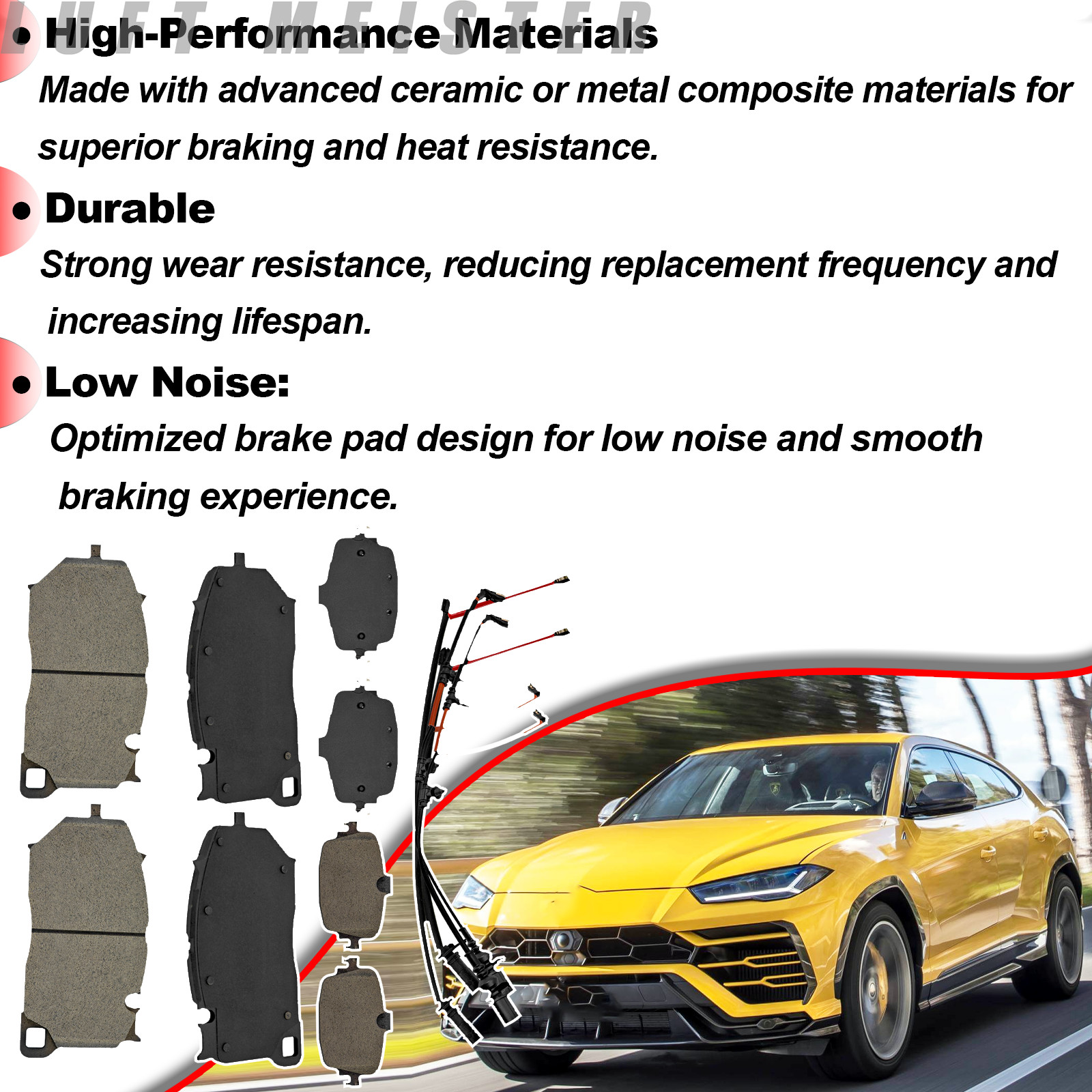 NEW Front & Rear Brake Pad 4M0698151AR 4M0698451AA For 2018-20 Lamborghini Urus