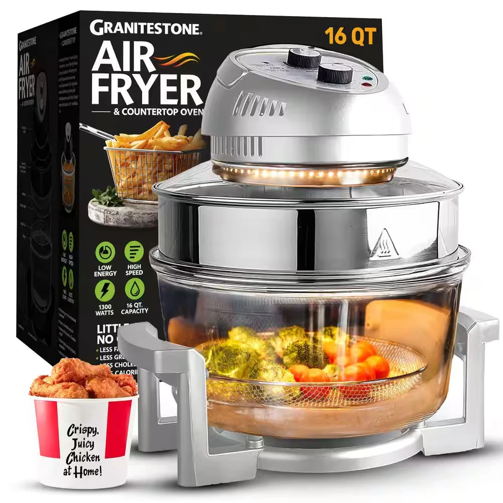 16 Qt. Silver Oil-Less Air Fryer with Built-In Timer
Opens in a new window or tab