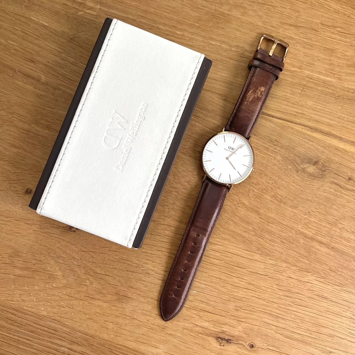 Daniel Wellington Classic Bristol 40mm Rose Gold Brown Leather Watch White  Dial