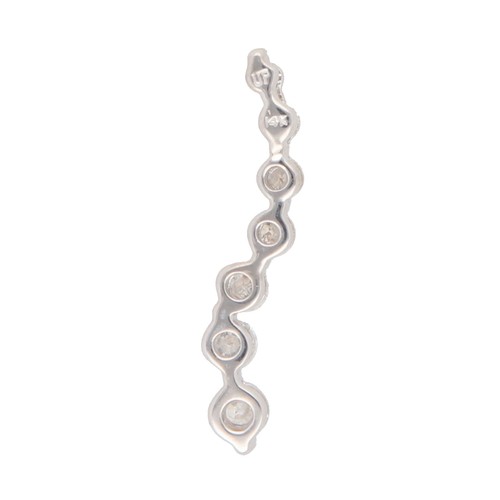 14K White 1/2ctw Diamond Journey Pendant 1.2g - Picture 3 of 4