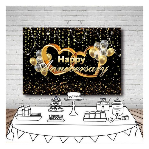 Feliz aniversario Fondo negro y dorado para aniversario de bodas - Imagen 6 de 6