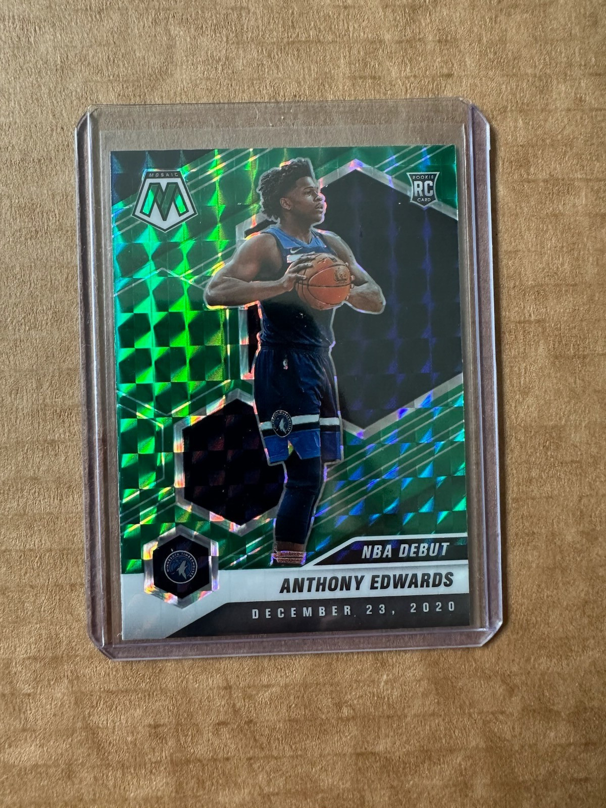 Anthony Edwards 2020-21 Panini Mosaic RC Green Reactive Rookie NBA Debut #261
