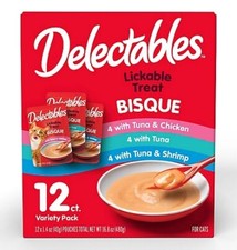 Delectables 3270015469 Variety Pack 12 Pouch 16.8 oz Lickable Bisque Cat Treats