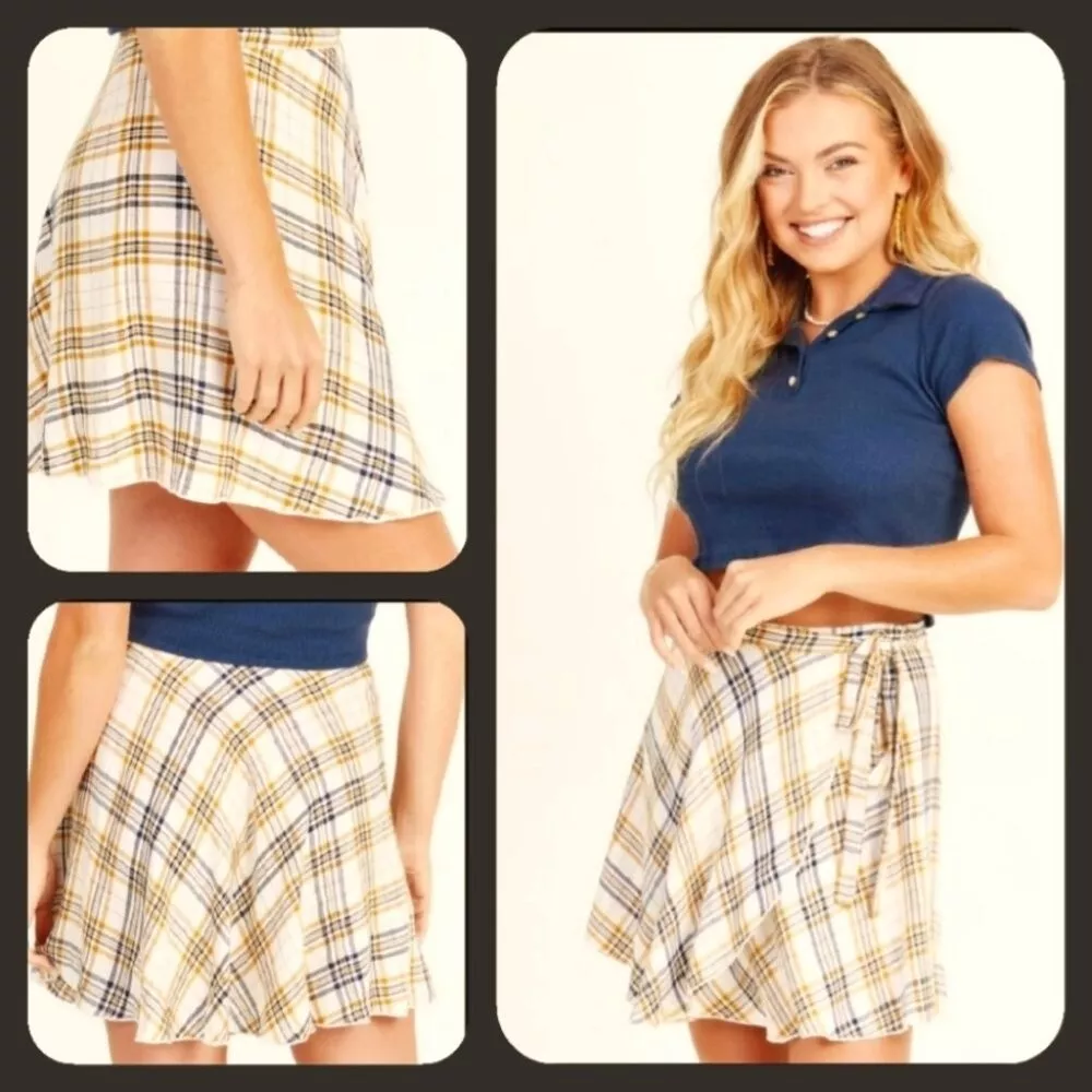 Mustard top schoolgirl skirt
