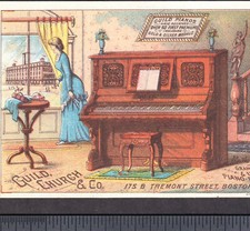 Guild, Church & Co Piano Factory View 1880's Victorian Advertising Trade Card