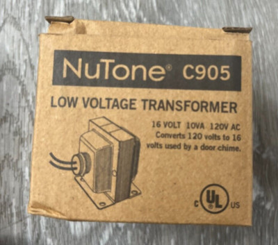 Broan NuTone C905 16 Volt 10VA 120VAC Doorbell Low Voltage Transformer