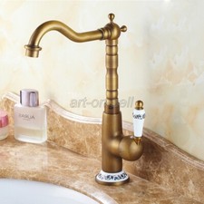 Kitchen Sink Mixer Tap 360  Swivel Spout Single Lever Antique Brass Kitchen Taps
