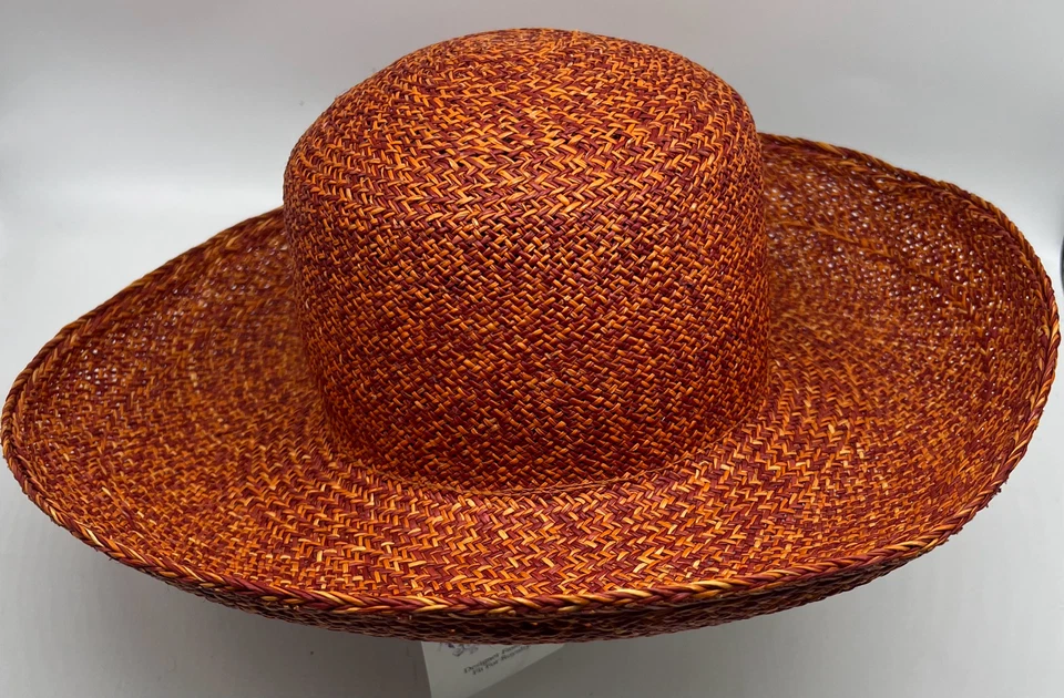 Kokin New york Red ornage yellow straw large brim sun hat - Image 3 of 4
