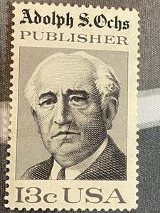 1976 Adolph S Ochs Publisher/Scared Lip/Die Crack/$.13  Single Stamp/Mint /MNH