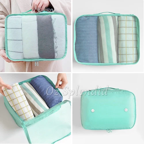 8PCS Packing Cubes Travel Pouches Luggage Organiser Suitcase Clothes Storage Bag - Picture 7 of 18
