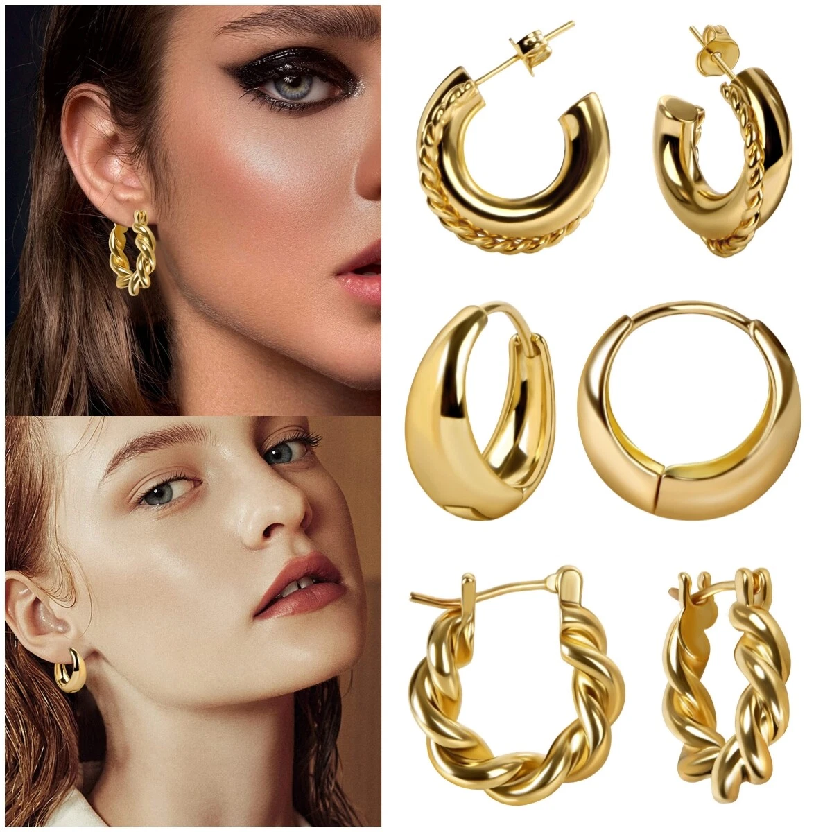 Gold Hoop Earrings 18mm Gold Filled Hoops Small Gold Hoop Earring Simple  Everyday Small Hoops Women Men Everyday Gold Hoops Jewelry Gift 