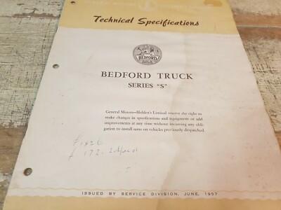 1957 BEDFORD Series S  Truck GMH Australia Technical Specifications   