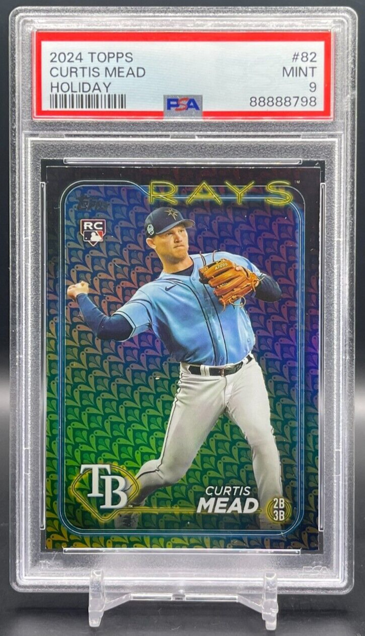 2024 Topps Series 1 Curtis Mead #82 Holiday Foil Rookie RC TB Rays MINT PSA 9