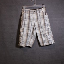 Lee Dungarees Boys 12 Regular Cargo Shorts Plaid Loose Fit Adjustable Waist