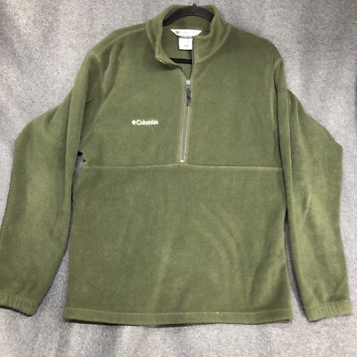 Columbia Jacket Mens medium Fleece Green 1/4 Zip Pullover