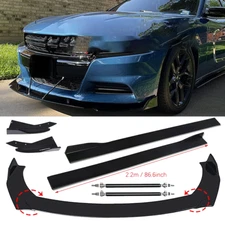 Front Bumper Lip Spoiler Splitter Glossy Black Extension For Dodge Charger RT