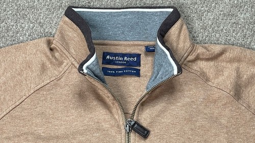Austin Reed London Men's 100% Pima Cotton Full Zip Brown Sweater Size XXL - Picture 4 of 11