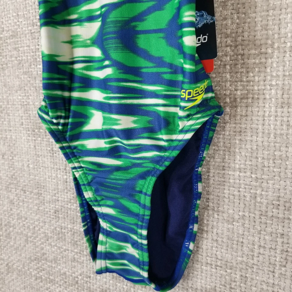 Speedo Girl's Pro LT Wave Wall Crossback One Piece Swimsuit Size 4/20 Blue NWT - Image 3 of 4