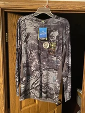 Realtree Aspect Mens Blk/ Gray Reversible Long Sleeve Fishing Shirt SZ M Or 2XL