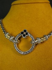 BARBARA BIXBY CÍRCULO ANILLO CONECTOR FLOR ZAFIRO NEGRO COLLAR CADENA ACSRY s
