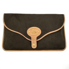 Vintage Leo Marciano Paris Suede Leather Flap Envelope Clutch Brown