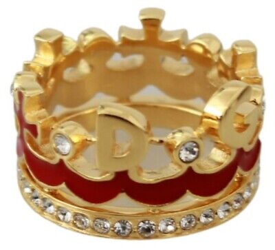 DOLCE & GABBANA Ring Gold Brass Crystal DG CROWN Statement US4 / 48mm RRP  $450 8058091824809 | eBay
