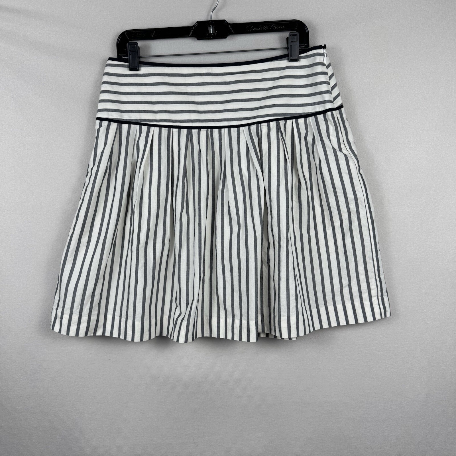 Ann Taylor Womens Sz 10 Striped Skirt Lined Side Zip Casual Full Pleated