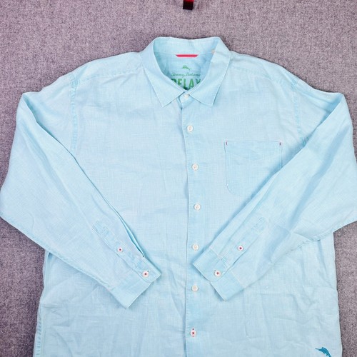 Tommy Bahama Herren XLX Relax Hemd 100% Leinen Mintgrün Langarm Strand - Bild 9 von 19