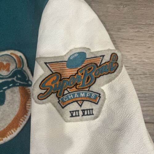 DeLong Miami Dolphins Varsity Jacket - Super bowl VII VIII Leather & Wool NFL - Picture 2 of 9