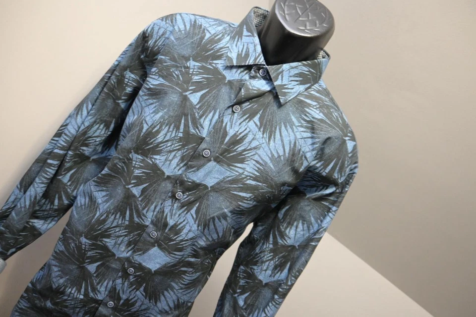 Bugatchi Uomo Dress Shirt Classic Fit Floral Flip Cuff Button Up Mens Size XL - Image 4 of 4