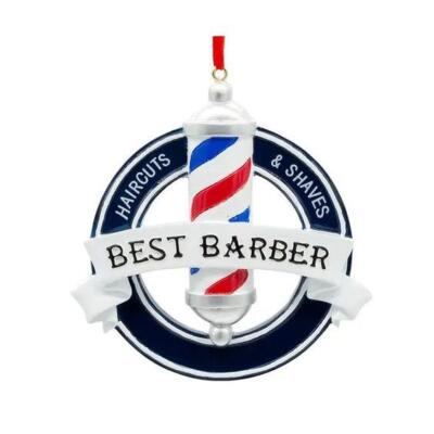 Best Barber Resin Ornament NWT Kurt Adler Pole Haircuts Shaves