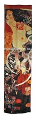 Oblong Handmade 100% Silk Art Scarf Wrap Handrolled Hems w/ Klimt's "Judith II"