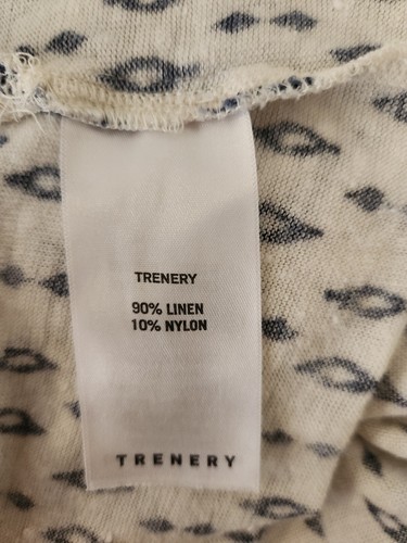 TRENERY sz S 10 Blue Linen PRINT TEE TOP SHIRT Casual Summer #A2 - Picture 7 of 7