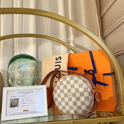 Authentic Louis Vuitton Boite Chapeau Souple PM in Damier Azur Canvas | eBay