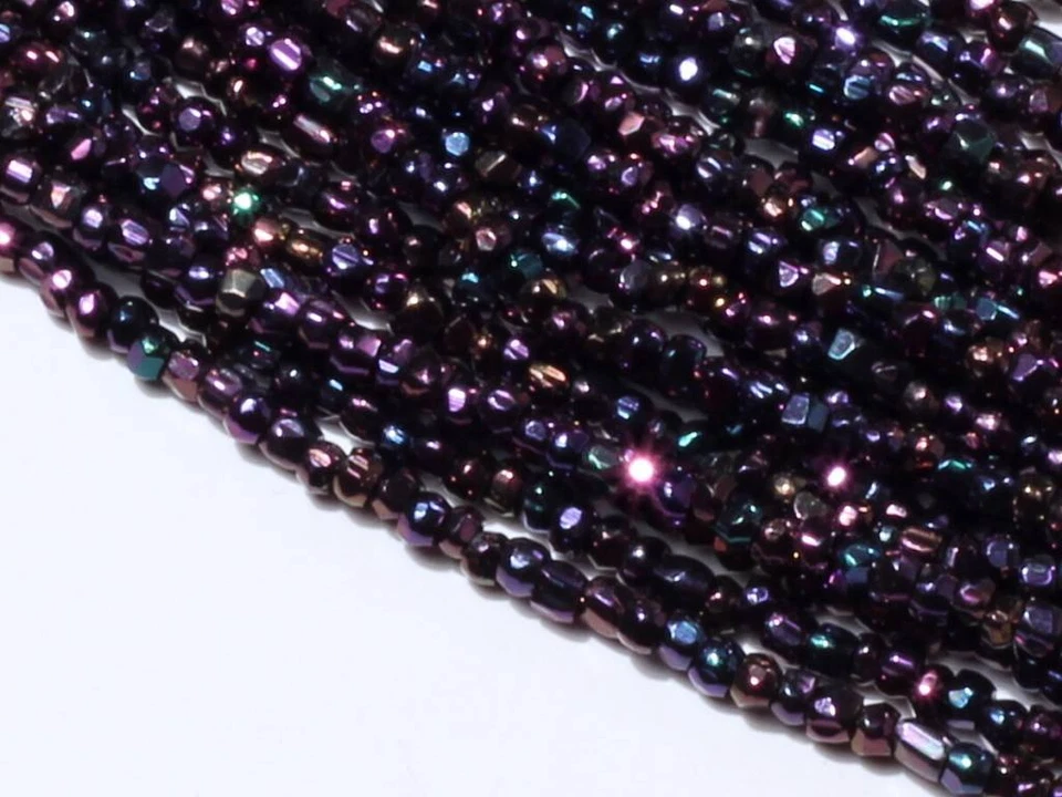 Hank винтажный чешский павлин фиолетовый металлический граненый семена стеклянные бусины 16bpi - Изображение 2 из 3