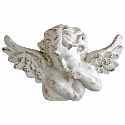Verzierter weißer Wandbehang Cherub Gesicht: 11,5 x 4 x 7,5 cm: Wohndeko/Geschenk 