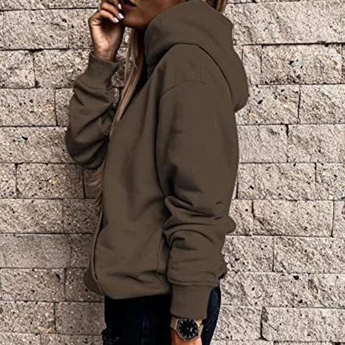 Ladies Loose Fit Long Sleeve Pullover Women Fall Warm With Pocket Hooded Tops - Picture 54 of 80